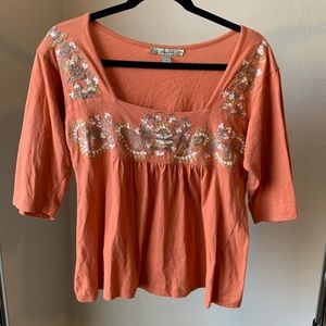 American Rag Cropped Sleeve Top